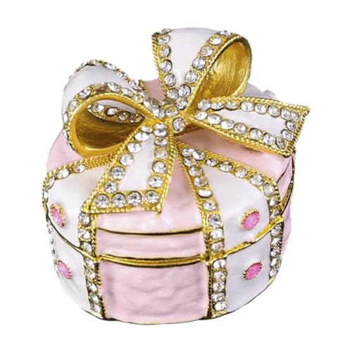 Amagogo Schmuckschatulle mit Schleife, Schmuck-Organizer, niedliche Ringbox, Schmuckaufbewahrungsbox, aufklappbare Schmuckschatulle für Foto-Requisiten, Rosa von Amagogo