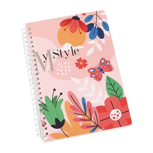 Amagogo Spiral Notepad 96 Blätter, 5.98inchx8.27inch, Tagebuchschule, Agenda -Zeitplan Notepad für die Schule, Blumen von Amagogo