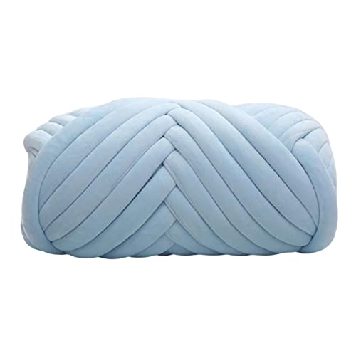 Amagogo Tuch Polyester Chunky Garn Jumbo Schlauchgarn Stricken 250G Handstrick Weich Waschbar Sperriges Garn für Körbe, Teppichherstellung, Makramee, DIY Kissen, Hellblau von Amagogo