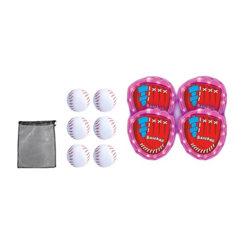 Amagogo Wurf- und Fangspielset Freizeitspielset Ballsportspiele Indoor- und Outdoorspiele Campingparty Geschenk für Kinder für Erwachsene, Rosa mit Tennis von Amagogo