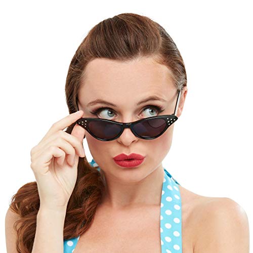 Amakando 50er Jahre Rockabilly Sonnenbrille/Schwarz/Party-Brille für Frauen Pin Up Style/Bestens geeignet zu Fasching & Kostümfest von Amakando