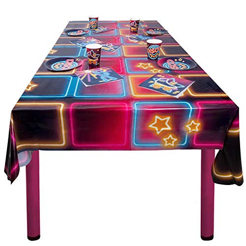 Amakando Angesagter Tischläufer für Achtziger Jahre Party / 130 x 180 cm/Disco Tafeltuch abwischbar als 80er Tisch-Deko/Genau richtig zu Themenabend & Mottoparty von Amakando