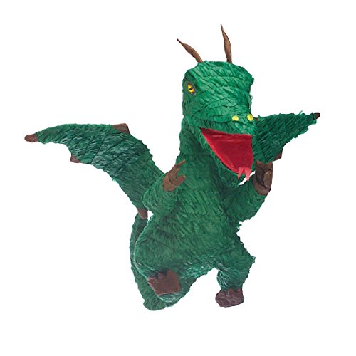 Amakando Drachenpinata Geburtstagsfeier Pinata Grüner Drache Partyspiel Jungen Partydeko Kinderspiel Topfschlagen Kinderparty Pinata Grüner Drache von Amakando