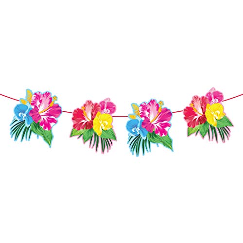 Amakando Karibische Hibiskus Wimpelgirlande / 6m / Sommer Partykette zum Aufhängen/Wie geschaffen zu Strandparty & Hawaiiparty von Amakando