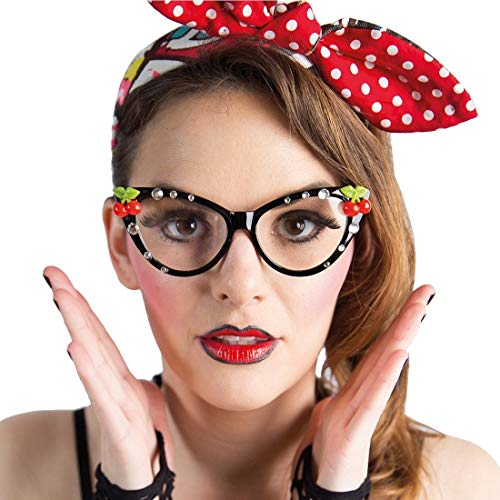 Amakando Stylische 50er Jahre Party-Brille mit Glitzersteinen/Vintage Faschingsbrille Pin Up Girl/Perfekt geeignet zu Fasching & Festival von Amakando