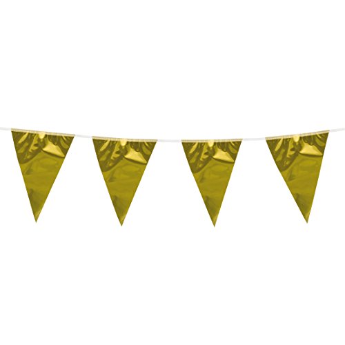 Wimpelgirlande Jubiläum - 10 m - Party Girlande Gold Geburtstagsdeko Partydekoration Geburtstag Feier Partygirlande Silvester Party Girlande Gold von Amakando