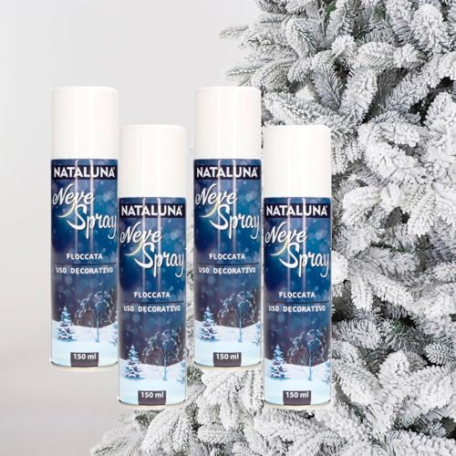 Schneespray beflockt, Deko-Spray, Weihnachten, Baum, Weihnachtsdekoration - Set mit 4 Stück je 150 ml Weihnachten - Amami BEAUTY von Amami BEAUTY