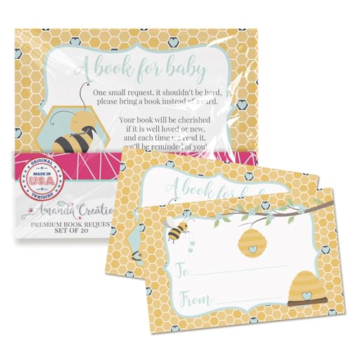 Amanda Creation Buchanfragekarten mit Hummel-Motiv "Bring a Book Insert Request for Baby Shower", 6,3 x 10,2 cm, doppelseitig, hergestellt in den USA, 20 Stück von Amanda Creation