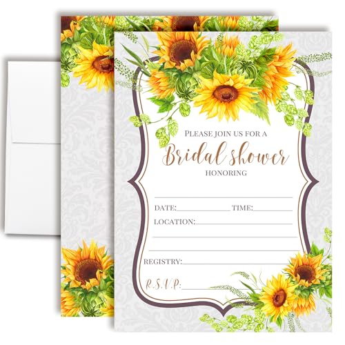 AmandaCreation Einladungen für Brautpartys, 20 Stück, 12,7 x 17,8 cm, rustikale Landblumenkarten mit Umschlägen, Sommer-Hochzeitseinladungen AmandaCreation Einladungen für Brautpartys, 20 Stück, 12,7 x 17,8 cm, rustikale Landblumenkarten mit Umschlägen, Sommer-Hochzeitseinladungen von Amanda Creation