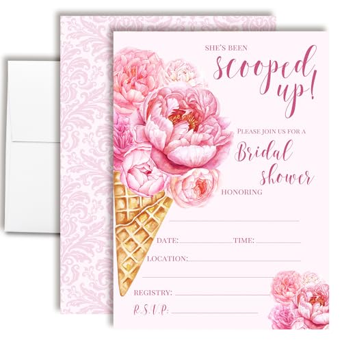 AmandaCreation Einladungskarten für Brautparty, 20 Stück, 12,7 x 17,8 cm, rosa Pfingstrosen, Eistüten-Karten mit Umschlägen, skurrile Blumeneinladungen für Hochzeitsfeiern AmandaCreation Einladungskarten für Brautparty, 20 Stück, 12,7 x 17,8 cm, rosa Pfingstrosen, Eistüten-Karten mit Umschlägen, skurrile Blumeneinladungen für Hochzeitsfeiern von Amanda Creation