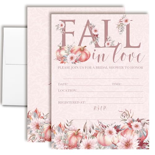 AmandaCreation Einladungskarten für Brautpartys, 12,7 x 17,8 cm, mit Umschlägen, Herbst-Kürbis-Blumenmuster, Hochzeitseinladungen, 20 Stück AmandaCreation Einladungskarten für Brautpartys, 12,7 x 17,8 cm, mit Umschlägen, Herbst-Kürbis-Blumenmuster, Hochzeitseinladungen, 20 Stück von Amanda Creation