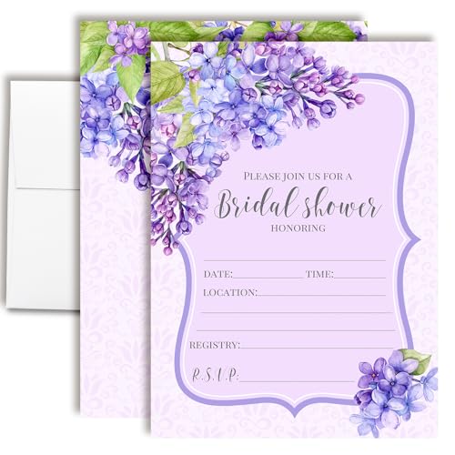 AmandaCreation Einladungskarten für Brautpartys, 20 Stück, lilafarbenes Blumenmuster, 12,7 x 17,8 cm, mit Umschlägen, elegante Einladungen für Frühlingshochzeitsdusche AmandaCreation Einladungskarten für Brautpartys, 20 Stück, lilafarbenes Blumenmuster, 12,7 x 17,8 cm, mit Umschlägen, elegante Einladungen für Frühlingshochzeitsdusche von Amanda Creation
