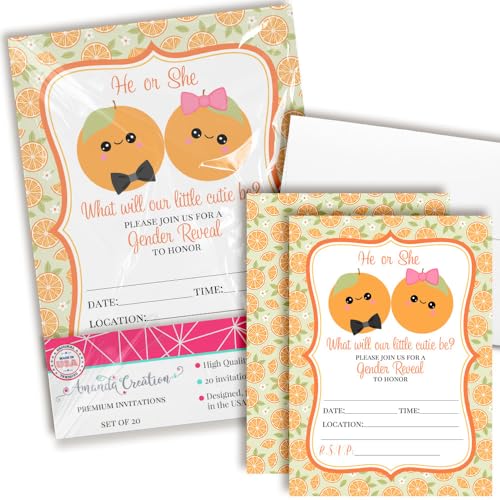 AmandaCreation Little Cutie Einladungen zum Ausfüllen der Babyparty, mit Umschlägen, orangefarbenes Thema, Party-Einladungen, 20 Stück AmandaCreation Little Cutie Einladungen zum Ausfüllen der Babyparty, mit Umschlägen, orangefarbenes Thema, Party-Einladungen, 20 Stück von Amanda Creation
