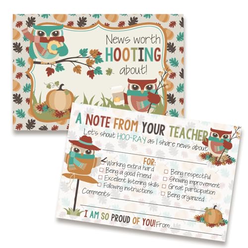 "Fall Teacher Mail! Guess Whooo Hooting Owl Happy Mail for Students - 30 Postkarten zum Ausfüllen von Nachrichten zu Buzz about Brag Cards Bulk Positive Notes to Send Home to Parents Mailbox Cute & von Amanda Creation