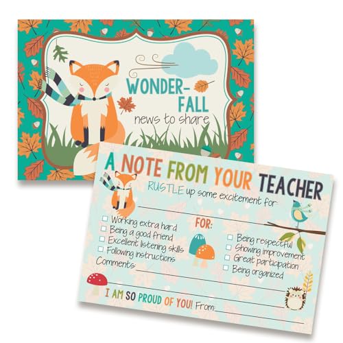 "Fall Teacher Mail! Wonder-Fall Cute Fox Happy Mail for Students - 30 Postkarten zum Ausfüllen von Nachrichten zu Buzz about Brag Cards Bulk Positive Notes to Send Home to Parents Mailbox Cute & von Amanda Creation