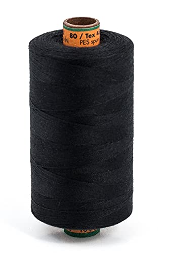 Amann Nähgarn - Stärke 80 - Nähmaschinengarn - 1000m - Universalgarn - 100% Polyester (Schwarz) von Amann