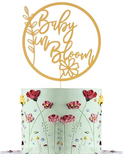 Tortenaufsatz "Baby in Bloom" – Blumenmotiv für Babypartys, Kuchendekoration für Babypartys von AmarYYa