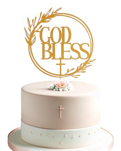 God Bless Gold Cake Topper - Divine Blessings Elegante Kuchendekoration für Feiern, Taufen & Meilensteine Dekoration von AmarYYa