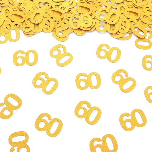 Gold Glitter 60th Bithday Konfetti – Zahl 60 für Geburtstag, Jahrestag, Tischkonfetti, Partyzubehör, 60 fabelhafte Dekoration von AmarYYa