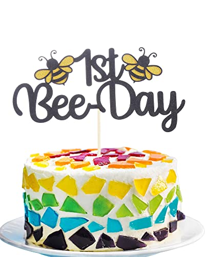 Happy 1st Bee Day Tortenaufsatz – Hummel-Thema für den ersten Geburtstag des Babys, Geschlechtsoffenbarung, Babyparty, Party-Dekorationen, Zubehör, Fotoautomaten-Requisiten von AmarYYa