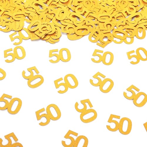 Konfetti zum 50. Geburtstag – 50. Hochzeitstag Party Tischdekorationen, Gold Glitzer Nummer 50 Partyzubehör von AmarYYa