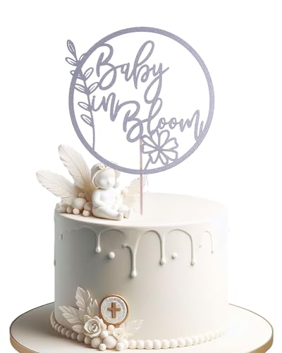 Tortenaufsatz "Baby in Bloom" – Blumenmotiv für Babypartys, Kuchendekoration für Babypartys von AmarYYa