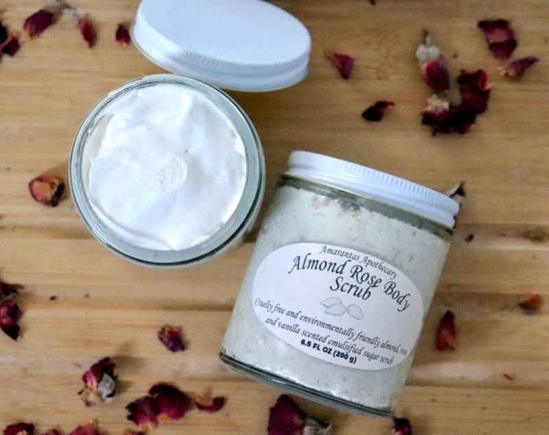 Mandel Und Rose Duft Zuckerpeeling Peitsche Körperbutter Geschenk Set von AmarantasApothecary