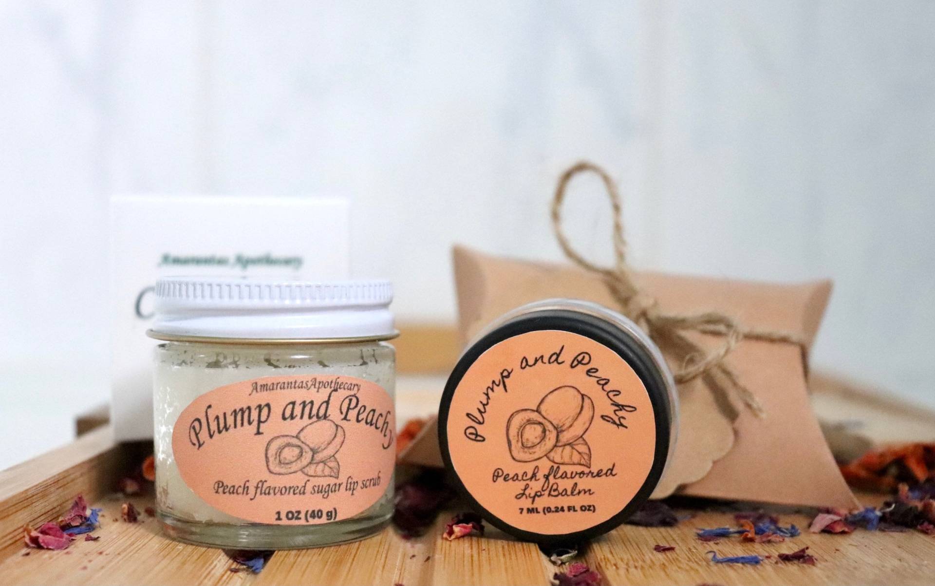 Pfirsich Lippenpeeling Und Lippenbalsam Geschenkset - Plump & Peachy von AmarantasApothecary