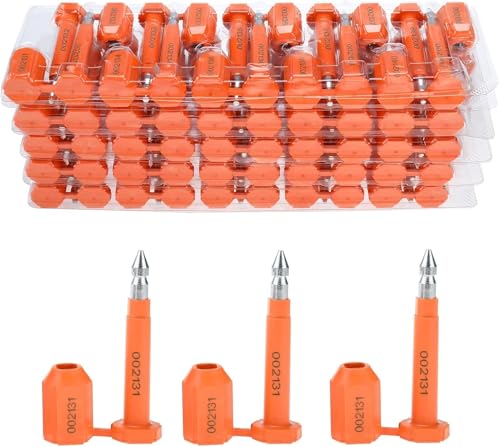 Amarine Made 100 Stück Bolzensiegel-Versanddichtung mit Druck, progressive Nummerierung für Ladungscontainer und LKW-Anhänger, Ladungscontainer-Dichtungen (Orange) von Amarine Made