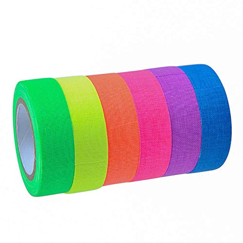 Amasawa 6 Farben Fluorescent Tape,Neon Klebeband,UV Aktives Klebeband,Leuchtband,Film als Bühnenzauberrequisit von Amasawa