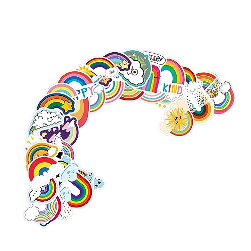 Amaxiu 100 Stück Regenbogen Aufkleber, Boho Vinyl Aufkleber wasserfest, Regenbogen Graffiti Scrapbooking-Etiketten, Regenbogen-Brücke-Aufkleber für Wasserflaschen Laptop Gitarre Handyhülle, Gepäck von Amaxiu