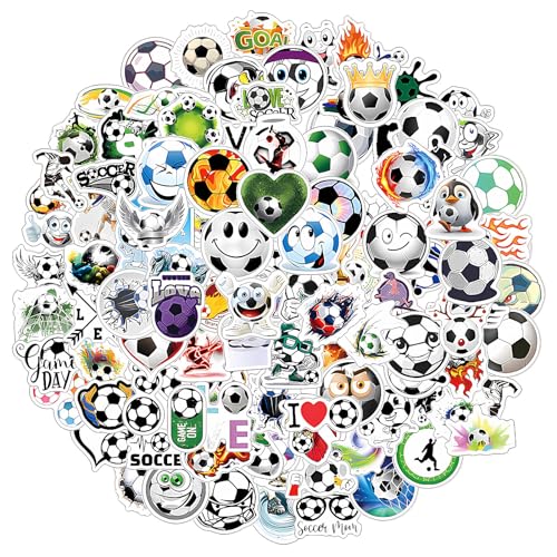 Amaxiu 120 Stück Fußball Aufkleber, Wasserfeste Vinyl Fußball Sticker Sport Wasserflaschen Aufkleber Cartoon Sticker Fussball Fußball Liebhaber Geschenke für Gepäck Kinder Teenager Erwachsene von Amaxiu