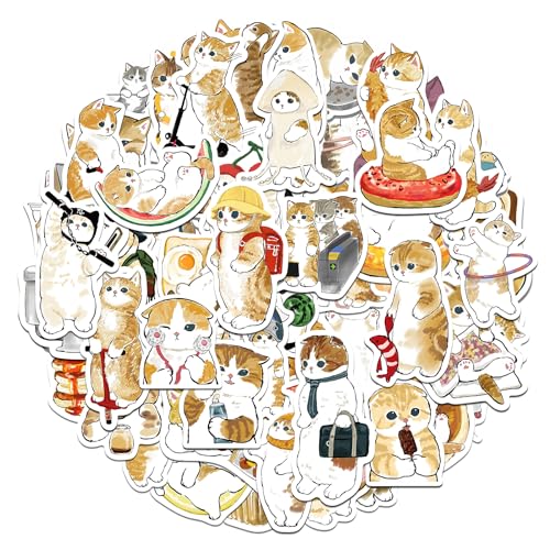 Amaxiu 64 Stück Niedliches Kawaii Katzen Aufkleber, lustige Katzen Aufkleber Kawaii Aufkleber DIY dekorative Abziehbilder Wasserflasche Sticker für Scrapbooking Laptop Handy Gepäck Skateboard von Amaxiu