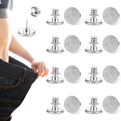 Amaxiu 8 Stück Jeans Knöpfe, 17mm jeansknöpfe Ohne Nähen jeans nieten knöpfe, Jean Druckknöpfe Ersatz für lose Jeans Wiederverwendbarer und Verstellbarer Metall Knöpfe Hosen Enger Machen(Style-B) von Amaxiu