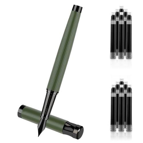 Amaxiu Fountain Pen Set, 0,5 mm Feder Metallfüller mit Konverter und 10 3,4 mm Tintenpatronen leichtes Schreiben schöner Füllfederhalter für Büroleute Journaling(Grün) von Amaxiu