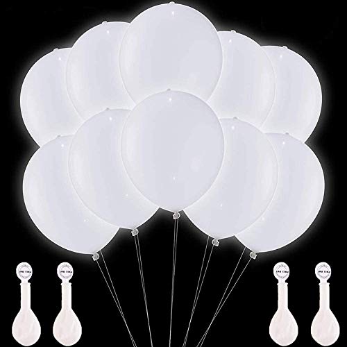 Amaza LED Leuchtende Luftballons, 36 Stück 30cm LED Ballons für Party, Geburtstag, Hochzeit, Festival, Weihnachten (Weiß) von wohot