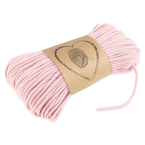 Baumwollkordel Kordel Baumwolle beige makramee garn 5mm - Baumwollgarn baumwollschnur baumwollseil kordelband mit Polyester-Kern 100M farbig Hellrosa Baumwolle von Amazinggirl