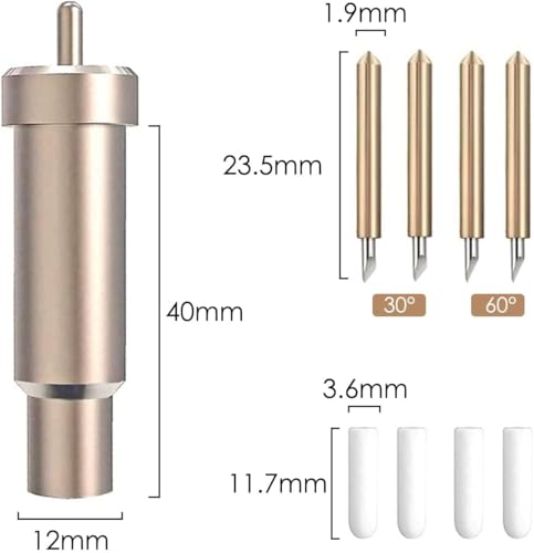 Amazleer Premium Feinschnittklinge + Gehäuse für Cricut Explore Air/Air 2/Maker 3 – Ersatzklingen Set mit 4 Präzisionsmessern und Gehäuse (2 x 45° & 2 x 60° Klingen) von Amazleer