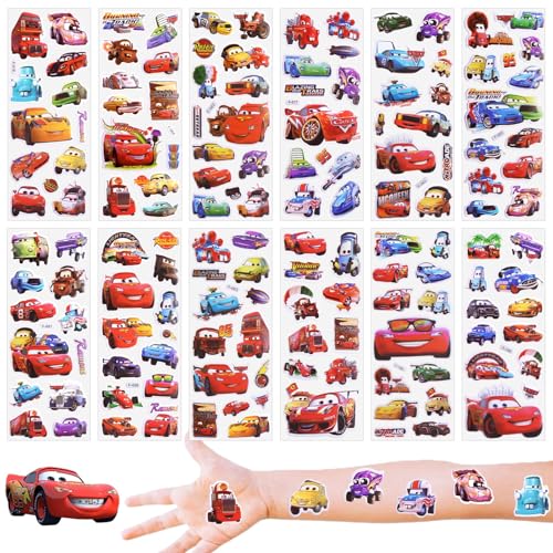 Cars Puffy Aufkleber für Kinder, 12 Blätter 3D Kawaii Anime Sticker Wasserdicht Sticker Set DIY Kunsthandwerk Fotoalbum Scrapbook Laptop Mädchen Party Kindergeburtstag Gastgeschenke 3 4 5 6 jährige von Amazluck