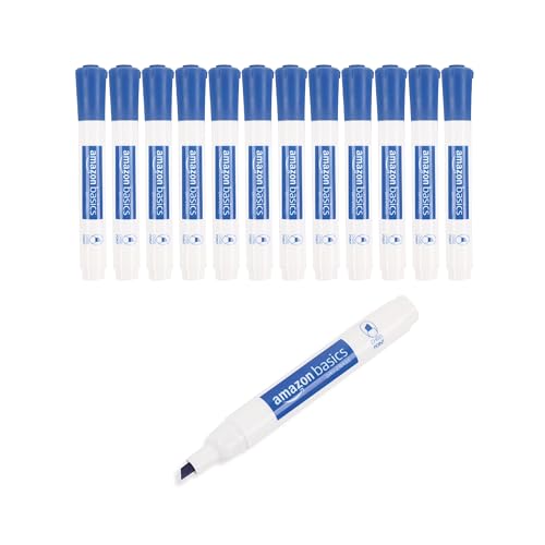 Amazon Basics Whiteboard-Marker, geruchsarm, Keilspitze, trocken abwischbar, Blau, 12 Stück Amazon Basics Whiteboard-Marker, geruchsarm, Keilspitze, trocken abwischbar, Blau, 12 Stück von Amazon Basics