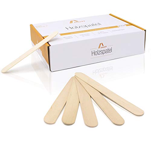 Amazy Holzspatel (200 Stück) – Naturbelassene Holzstäbchen ideal für EIS am Stiel, Waxing und Basteln (Groß | 150 x 18 mm) von Amazy