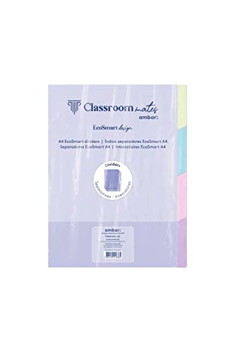 Ambar ClassroomMates EcoSmart PP A4 4 Register, 4 Tabs, Zitronengelb, Blau, Rosa, Alphazema, 3 Löcher, Kunststoff von Ambar