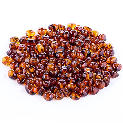 Bernstein Perlen im Barock-Stil - Poliert und Roh 100% Naturliche Baltischen Harz Stein 5–6 mm Lose mit Locher Mehrere Farben – Amber Culture von Amber Culture