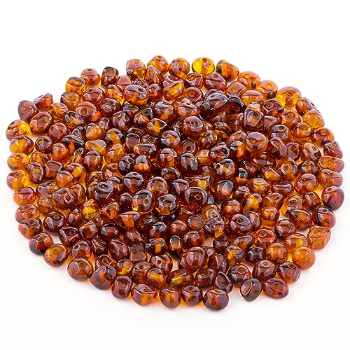 Bernstein Perlen im Barock-Stil - Poliert und Roh 100% Naturliche Baltischen Harz Stein 5–6 mm Lose mit Locher Mehrere Farben – Amber Culture von Amber Culture