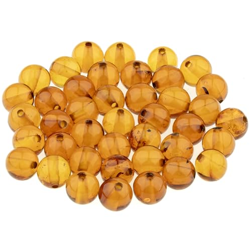 Bernstein Rund Perlen - Poliert und Roh 100% Naturliche Baltischen Harz Stein 5 mm Lose mit Locher fur Basteln Mehrere Farben – Amber Culture von Amber Culture