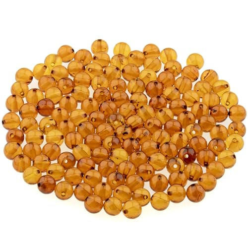 Bernstein Rund Perlen - Poliert und Roh 100% Naturliche Baltischen Harz Stein 5 mm Lose mit Locher fur Basteln Mehrere Farben – Amber Culture von Amber Culture