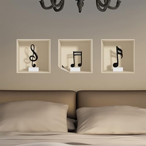 3D-Aufkleber | Wandaufkleber selbstklebend 3D-Effekt Musiknoten – Wandaufkleber Schlafzimmer Erwachsene – Wandaufkleber 3D – Wanddekoration Wohnzimmer – Wandaufkleber Trompe l'oeil | 40 x 120 cm von Ambiance Sticker