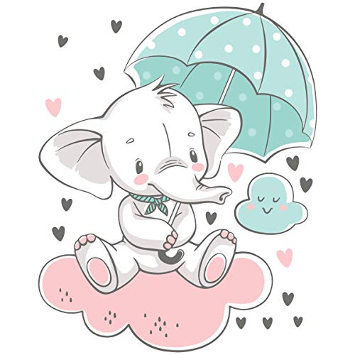 Ambiance Sticker Elephant Wandaufkleber für Kinder, DIY Home Decor, abziehbare Aufkleber zum Abziehen und Aufkleben, wasserdichte und selbstklebende Wandkunst - 40 x 30 cm von Ambiance Sticker