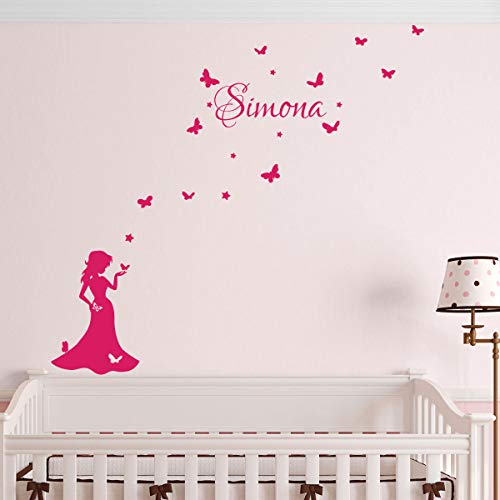 Ambiance Sticker Personalisierte Namensaufkleber | Personalisierte Namensaufkleber | Wandtattoo Kinderzimmer | 2 Bögen à 30x20cm und 40x30cm | Fuchsia von Ambiance Sticker