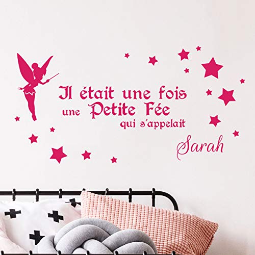 Ambiance Sticker Personalisierte Vornamensaufkleber | Aufkleber Es war EIN Mund, Wanddekoration Kinderzimmer | 2 Bögen mit 20 x 40 cm und 40 x 25 cm | Fuchsia von Ambiance Sticker